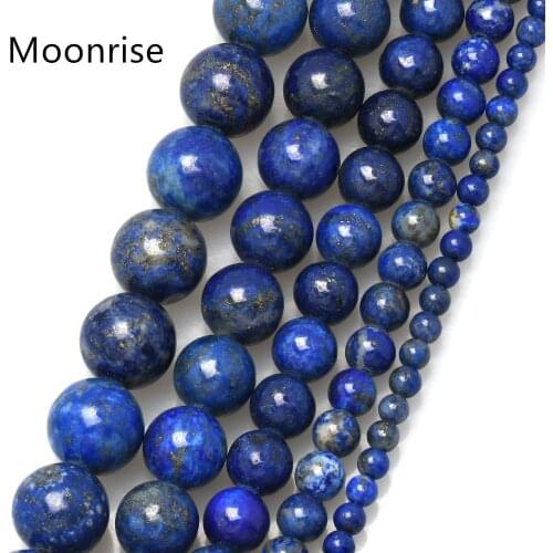 4 6 8 10 12mm Natural Stone Bead Lapis Lazuli Round Loose Beads 15" Strand For Jewelry Bracelet Necklace Making Diy