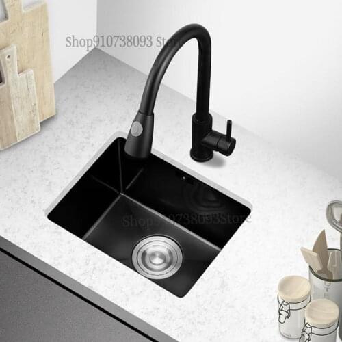 Black Handmade Sink With Single Sink Under Counter Basin Kitchen Stainless Steel Sink Large Sink