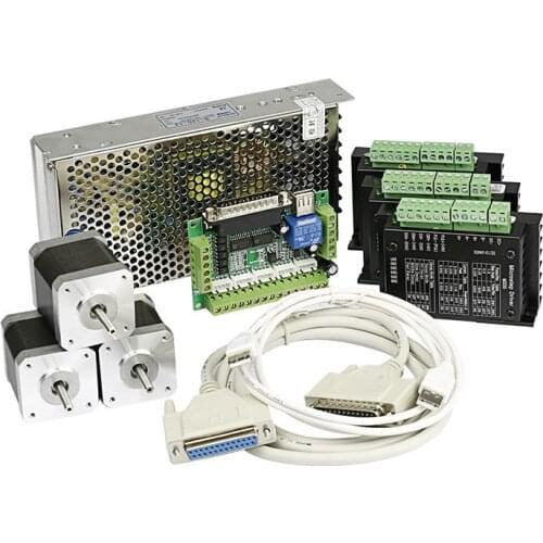 SAVEBASE CNC DIY 3 Axis Kit with 0.45N.m/62Oz-in Nema17 Stepper Motor 12V10A PSU 5Axis Breakout Board M335 Microstep Drivers