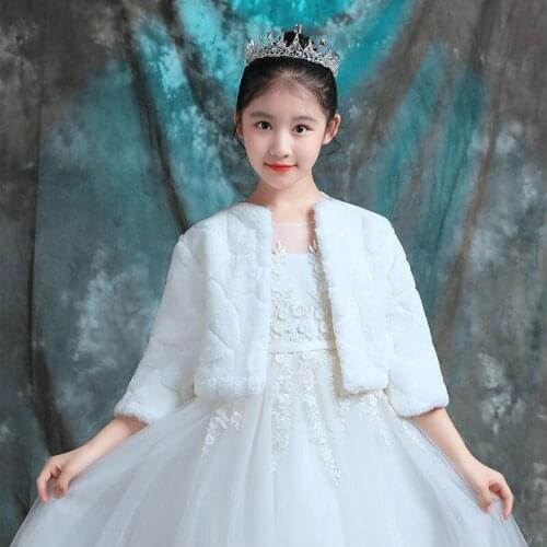 Cheap Half Sleeves thick soft Faux Fur shawl wedding flower girls shawl cape free sizes for wedding party