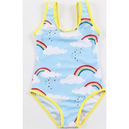 2021 Childrens Cartoon Rainbow One-piece Swimsuit Girls Swimsuit Bikini