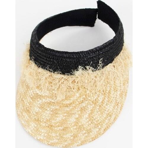 Womens Summer Empty Top Hat Lafite Straw Hat Women Sun Visor Caps With Big Heads Brim High Elastic headband Female Elastic Caps