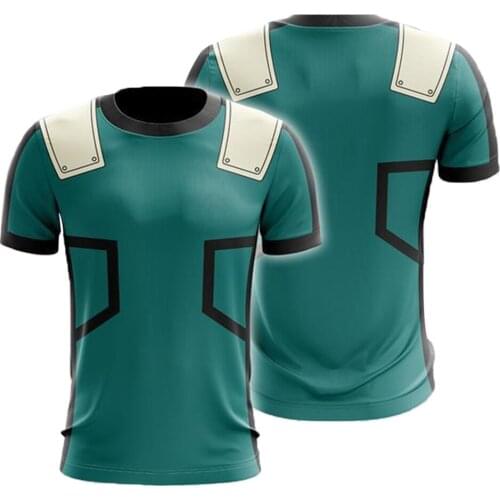 My Hero Academia T-shirts Midoriya Izuku 3D Printing School College Style Boku no Hero Academia Blue T Shirt Tops