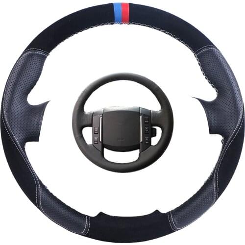 Custom Made Car Steering Wheel Cover Black For Land Rover Freelander 2 2007-2012 Suede Leather Auto Steering Wheel Braid
