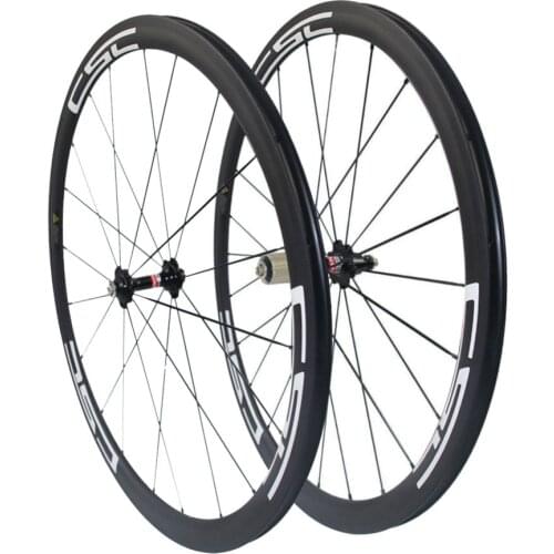CSC 700C 23mm width carbon wheels 38mm tubular bike wheelset 20/24holes bladed spokes