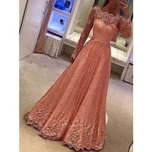 Sexy Evening Dresses Shoulder Dresses Long Sleeve Lace Evening Dresses Long Dresses Formal Female Ball Dresses