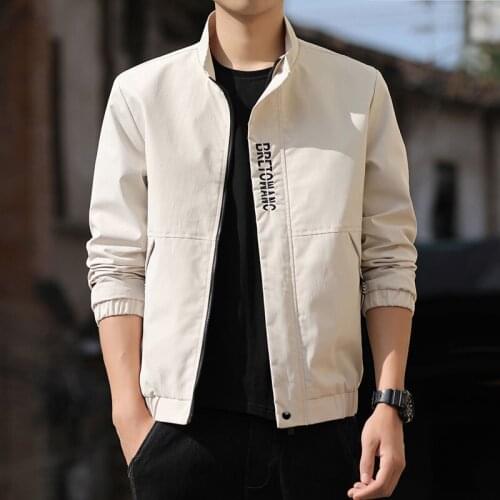 High Quality Jacket Men M-4XL Fashion Spring Mens Jacket Coat Male Stand Collar Casual Men Outwear Youth Clothing For Man Khaki