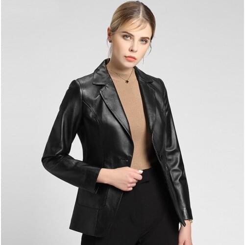 2020 New Womens Leather Jacket 100% Sheepskin Coat Slim Fit Genuine Leather Jackets Short Blazer Leather Coat Women 8085 KJ5168