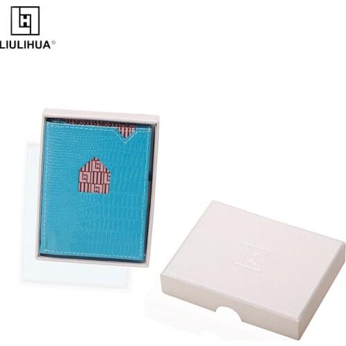 LIULIHUA Fashion Smart Mini Card Holder Genuine Leather Short Slim Wallet with Stainless Steel Buckle Unique Luxury Purse 2020