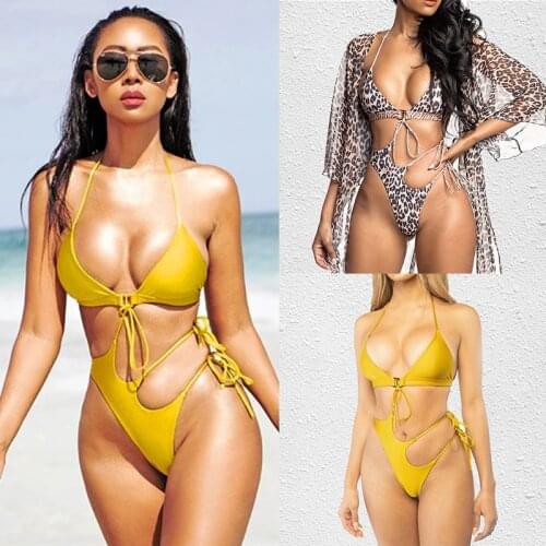 2021 New Sexy Hollow Out Swimwear Women One Piece Swimsuit Bandage Swimwear Backless Bathing Suits Summer Beach Wear Monokini
