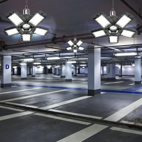 New 360-degree Flower LED Garage Lamp E27 Lamp Head Deformable Folding Adjustable Ceiling Lamp Workshop Lights Mine Home Lamp