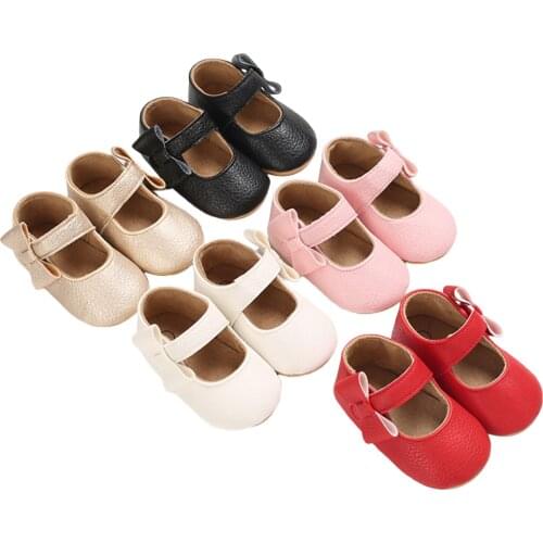 Baby Girl Bow Crib Shoes, Soft Sole Princess Mary Jane Flats with Non-Slip Bottom