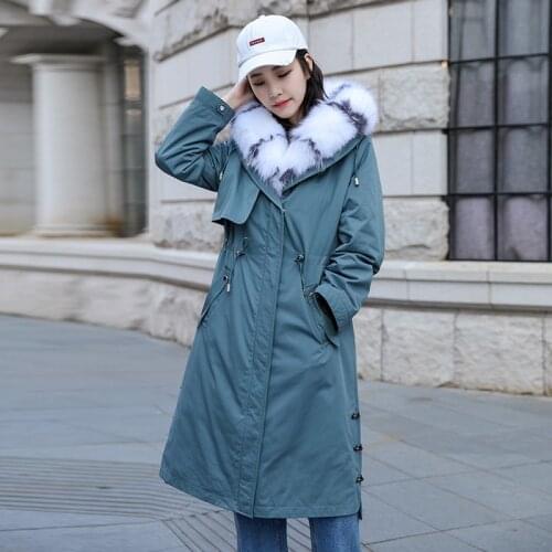 Fur Rabbit Natural Liner Parka Women Clothes 2020 Winter Jacket Women Fox Fur Collar Long Coat Female Overcoat MY3561
