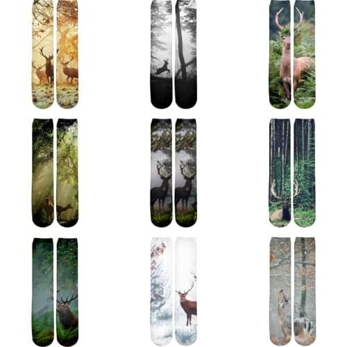 Plstar Cosmos Christmas Forest Deer New Style Cartoon 3d Print Men Women Funny socks 3D High Socks Men Women high quality animal