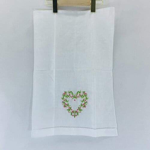 Heart shape Hand Towels Linen Hemstitched Tea Towel 14X22-inch Cleaning Cloth Guest Hand Dish Kitchen Bathroom Towels