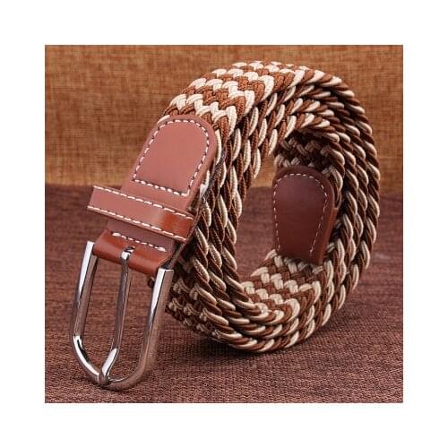 Hot Fashion Men Women Casual Knitted Pin Buckle Belt Woven Canvas Elastic Stretch Cintos Plain Webbing Belts for Women Strap