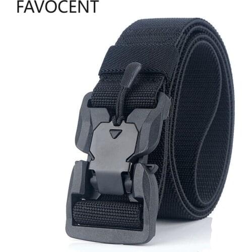 New Tactical Belts Men Polyester Nylon Magnetic Buckle Elasticity Belt Male Outdoor Casual Accessories Sports Military Waistband
