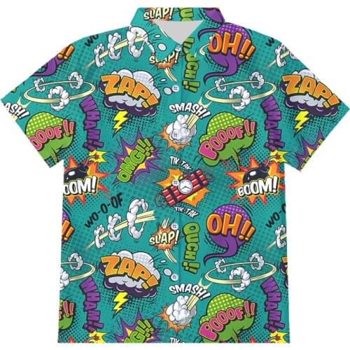 IFPD 3D Hip Hop Print Button Shirts Hipster Casual Street Style Anime Comic Graffiti Short Sleeve Harajuku Shirt Streetwear 6XL