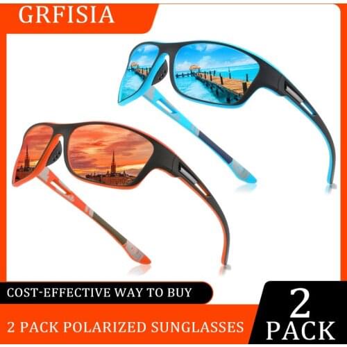 2 PACK Polarized Sports Sunglasses for Men Brand Designer Driving Fishing Fashion Sun Glasses 100% UV Protection Goggles CE