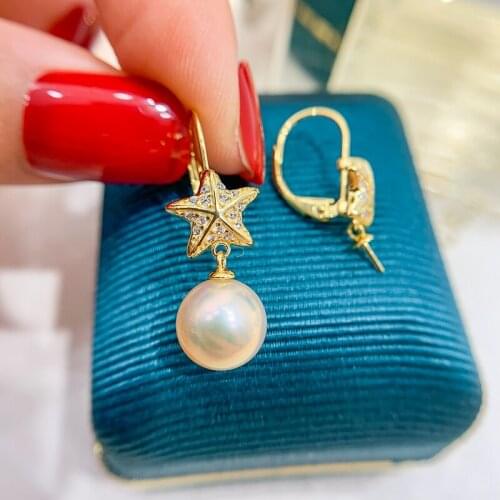 Shinning Star Design Earring Hoops For Jewelry Making Women DIY Charms For Components Settings (Not including pearl)