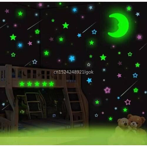 Luminous Stickers, Stars, Fluorescent Wall Stickers, Bedroom Starry Sky Self-adhesive 3D Stickers