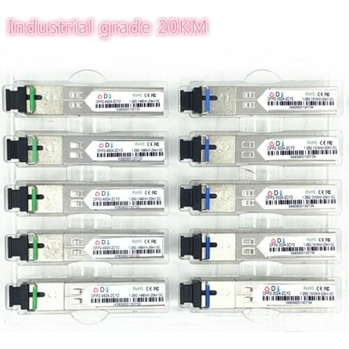 SC SFP Fiber optic module Industrial grade -40~+80 Celsius 1.25G20KM 1310/1550nm Single-SFP compatible optical module 5pairs