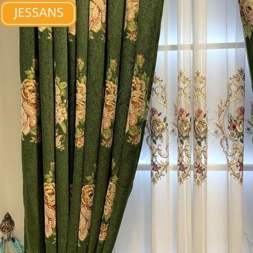 European-style High-end Chenille Jacquard Curtains Thickened Blackout Curtains for Living Room and Bedroom Finished Products