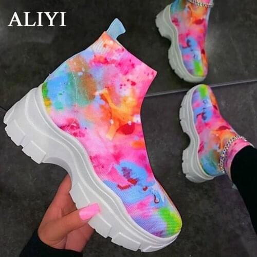 Women Sock Sneakers 2021 Autumn Winter New Comfortable Casual Ladies Walking Running Sport Shoes Larged-Size 36-43 Female Flats