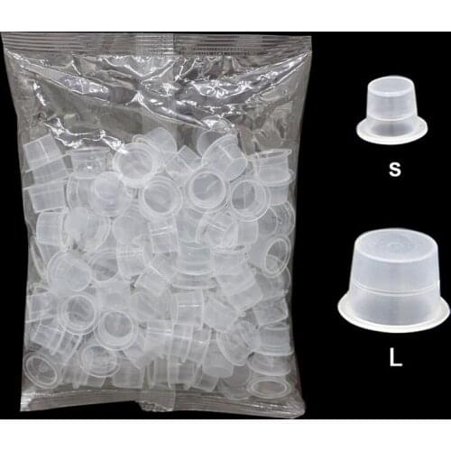 100pc S/L Plastic Disposable Microblading Tattoo Ink Cups Permanent Makeup Pigment Clear Holder Container Cap Tattoo Accessory