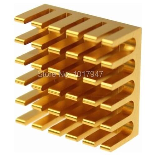 2 Pieces LOT 22x22x10mm Golden Aluminum Heatsink Radiator Cooler for Electronic IC LED Computer