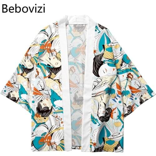 2021 Summer Japanese Cardigan Women Men Harajuku Haori Kimono Cosplay Tops Blouse Beach Yukata Oversized Clothing