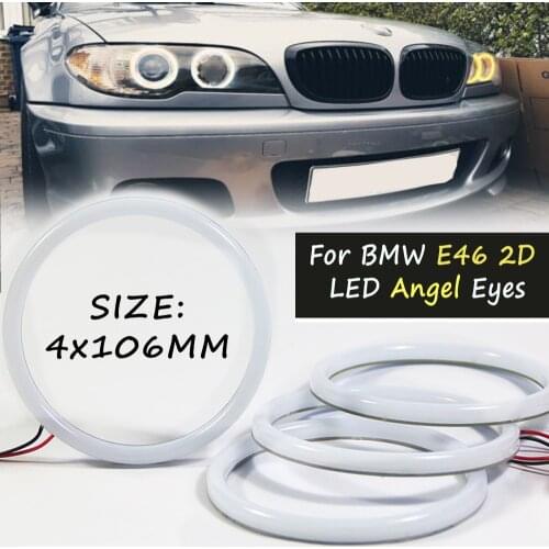 4x106mm Cotton LED Angel Eyes Halo Ring Headlight For BMW E46 Coupe Facelift 2004-2006 325ci 330ci