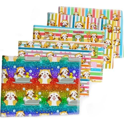 50*145CM Cartoon Fabric Cute Small Raccoon Printed Polyester Cotton Twill Fabric Patchwor Printed