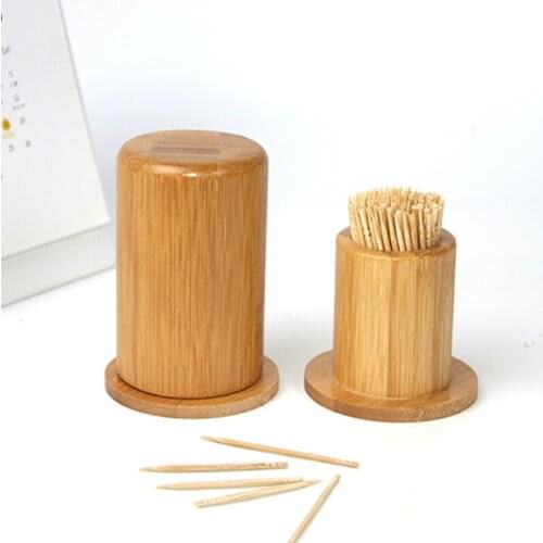 50pcs Cute Bamboo Wooden Toothpick Holder Carving Toothpick Box Carrier Portable Storage Box For Household Kitchen Organization