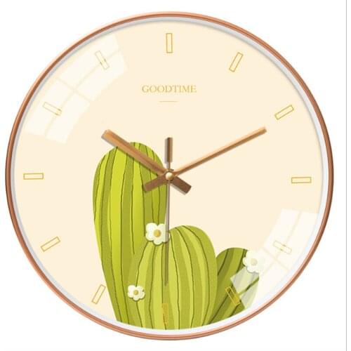 Green Cactus Acrylic Creative Flower Wall Clock Girl Living Room Wall Clocks Home Decoration Wall Watch Clock