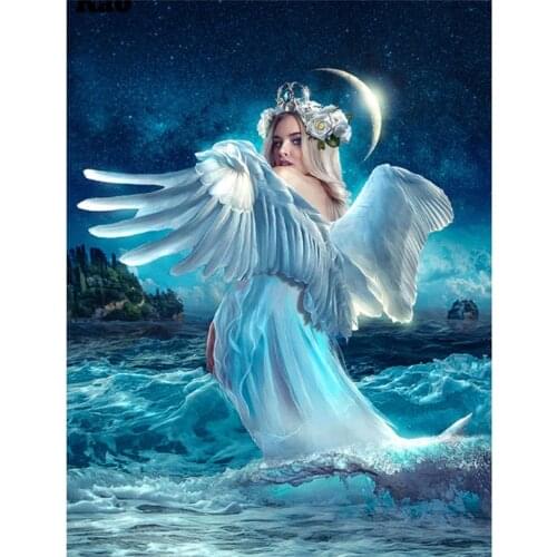 Diy Full Square Diamond Painting Mosaic Cross Stitch Beautiful Girl Angel Picture Crystal Rhinestones Handicraft Decor Home Gift