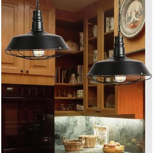 American Loft Industrial Retro Iron Pendant Lights Creative Dining Room Store Cafe Pot Cover Netting Hanging Lamp Decor MJ1017