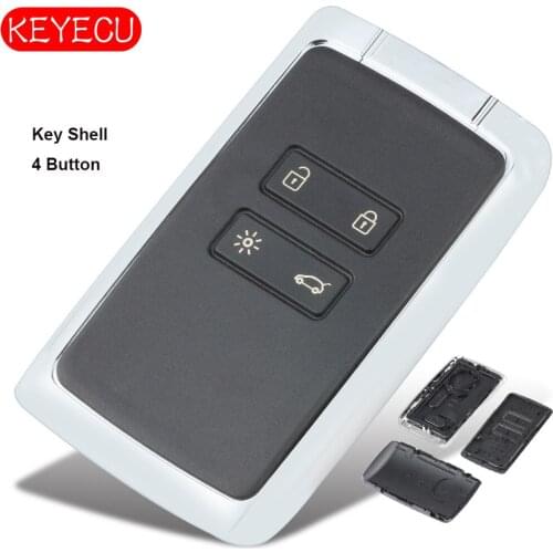 Keyecu Smart Remote Key Shell Case Fob 4 Button for Renault Espace 5, Megane 4, Talisman 2016-2019