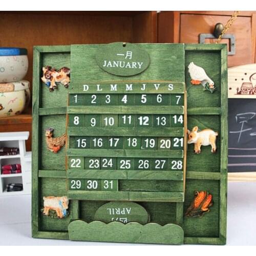 Wooden Decoration Calendar Board Quiz Puzzles DIY Dates Permanent Calendar Creative Home Office School Classroom Stationery Gift