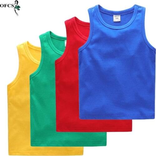 Childrens Clothes Toddler Boys Solid Outfits Kids 2 Pieces Combination Summer Cotton Vest Tees 2Pcs 2-12Y Unisex Vest T-shirt