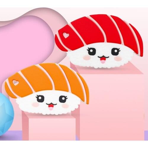 Baby Silicone Teether Teething Stroller Toys DIY Pacifier Clips Rodent Pendant Bebes Accesorios Food Grade Sushi Safe Kids Gifts