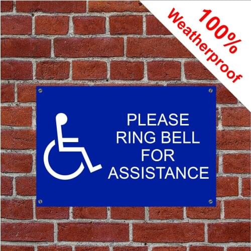 Customized Disabled Ring Bell For Assistance Sign Disability Awareness Notices PVC