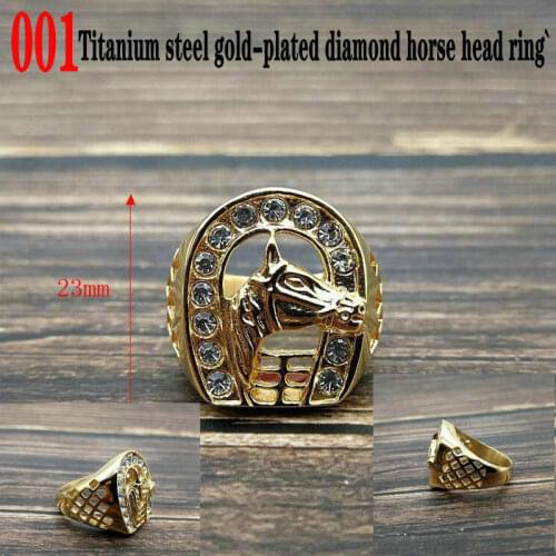 Stainless steel horse head ring Jockey Club Logo Ring Zodiac horse head ring