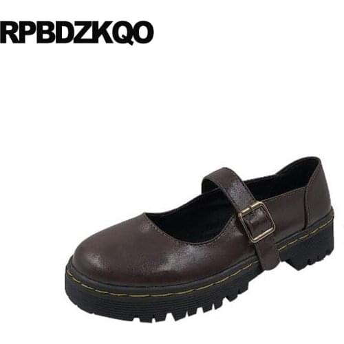 Brown Japanese Round Toe Designer Lolita Bow Cheap Shoes China Chinese Women Fashion Black Ladies Mary Jane 2021 Casual Flats