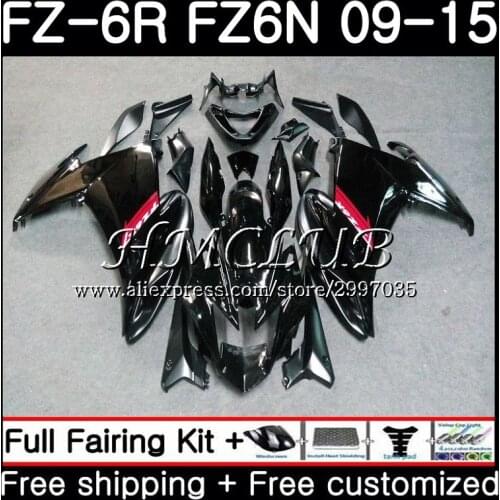 Body For YAMAHA FZ6N FZ-6R 2009 2010 2011 2012 2013 2014 2015 22HC.0 FZ 6R FZ6 R FZ6R 09 10 11 12 13 14 15 Fairing Glossy black
