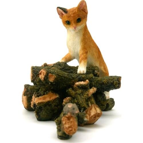 Cat Catch Mouse Scene Model Animal Figure Collector Decoration Kitty Mice GK Toy Crafts Simulation Hand-made Ornaments Unisex