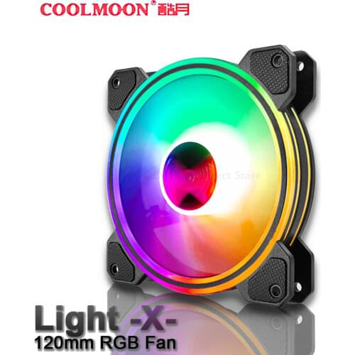 COOLMOON 120mm PC Fans RGB Fan Multi-layer light 5V ARGB Chassis Quiet Case Fan Control Water Cooler Custom Ray X