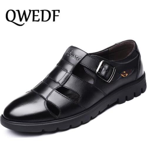 Men Sandals Genuine Leather Sandals Men Outdoor Casual Men Leather Sandals For Men Beach Shoes Roman Shoes Plus Size 38-44 XC-12