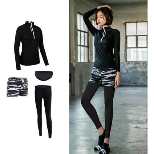 2021 Newest Women Sport Swimsuit Summer Long Sleeves Long Pants Beach Wear Surfing Suit 4 Pieces Bathing Suit Maillot De Bain