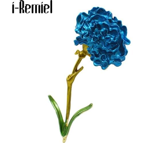 New Fashion Carnation Flower Brooches Gifts for Women Alloy Enamel Lapel Pin Weddings Party Jewelry Corsage Clothing Accessories